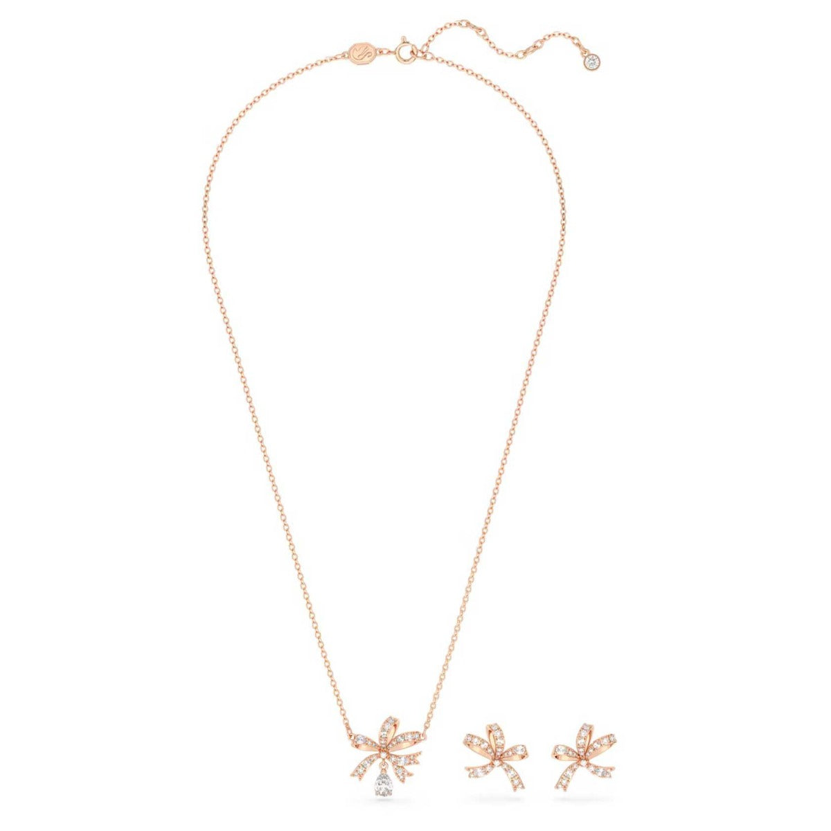 Swarovski Volta set, Bow, White, Rose gold-tone plated – David 