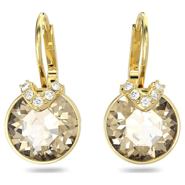 Swarovski Bella V Drop Earrings, Round Cut, Gold tone, Gold-tone Plated