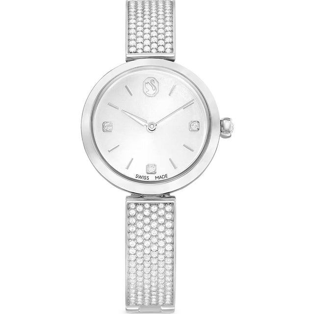 Swarovski Illumina watch, Swiss Made, Metal bracelet, Silver tone, Stainless steel