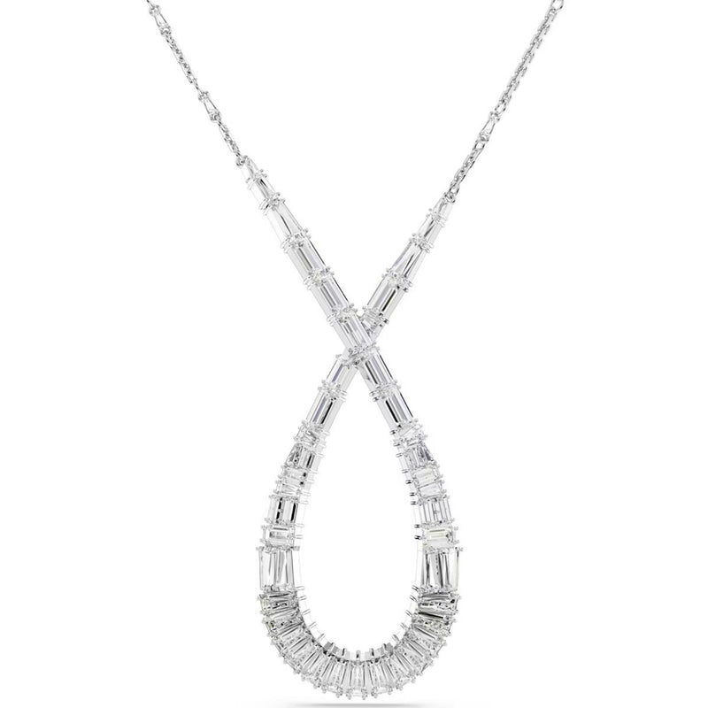 Swarovski Hyperbola pendant, Mixed cuts, Infinity, White, Rhodium plated