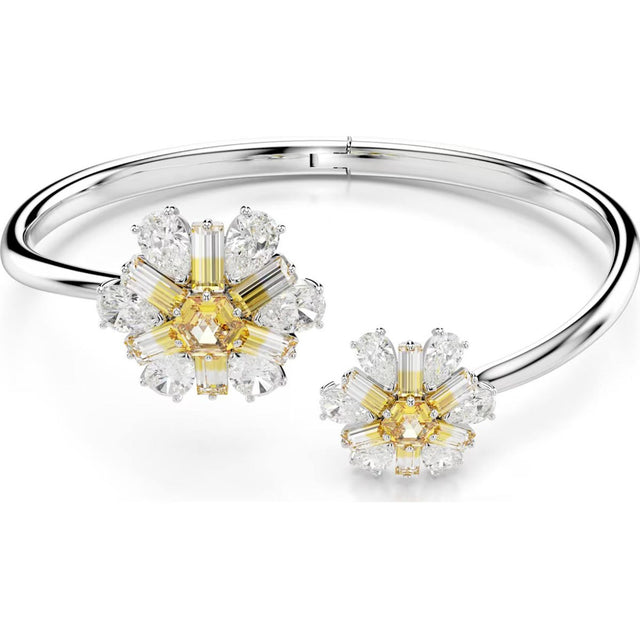 Swarovski Idyllia bangle, Flower, Yellow, Rhodium plated