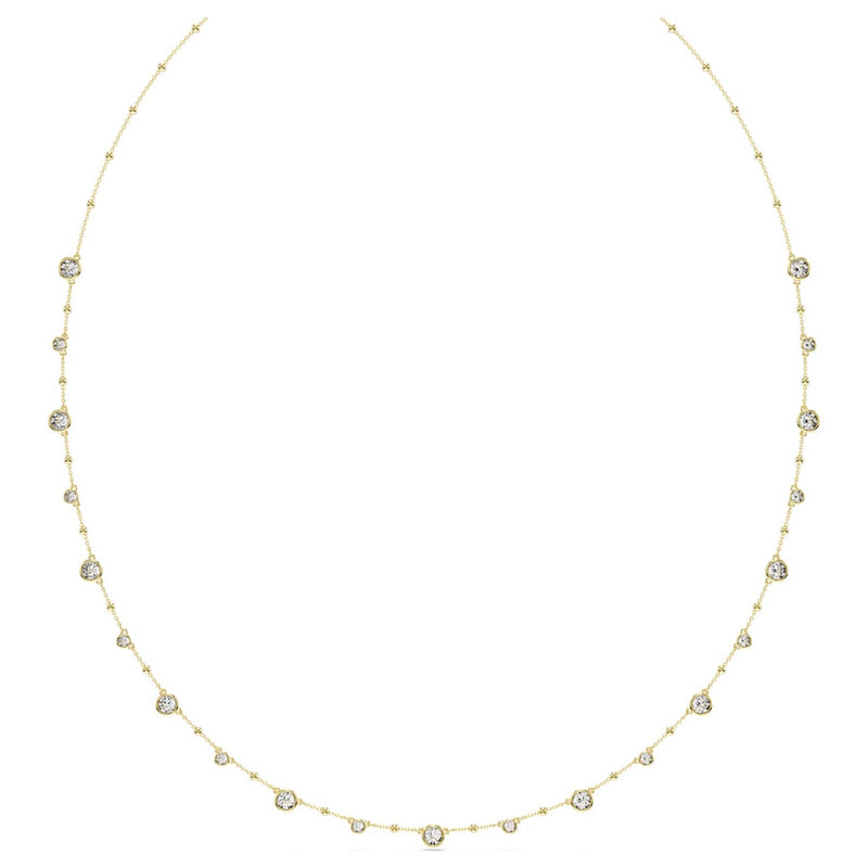 Swarovski Imber strandage, Round cut, White, Gold-tone plated