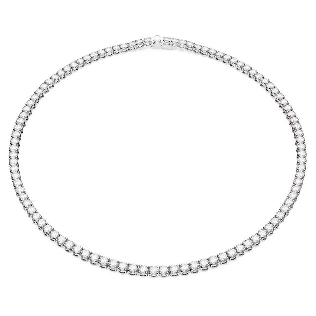 Swarovski Matrix Tennis necklace, Round cut, Small, White, Rhodium plated, Medium #1