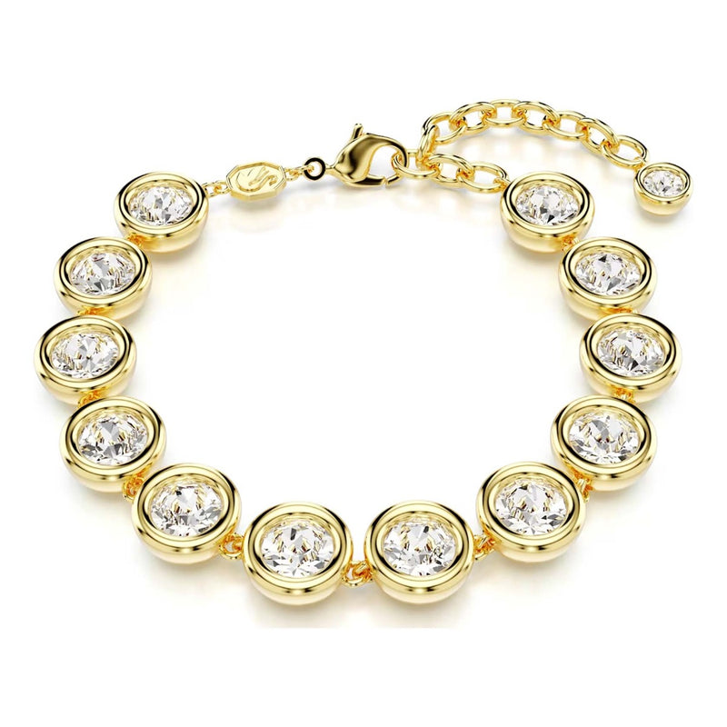 Swarovski Imber bracelet, Round cut, White, Gold-tone plated