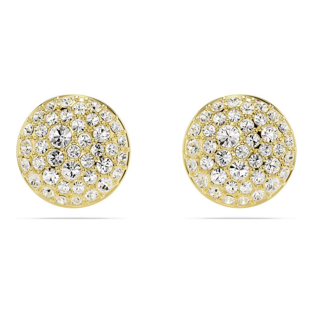 Swarovski Meteora stud earrings, White, Gold-tone plated