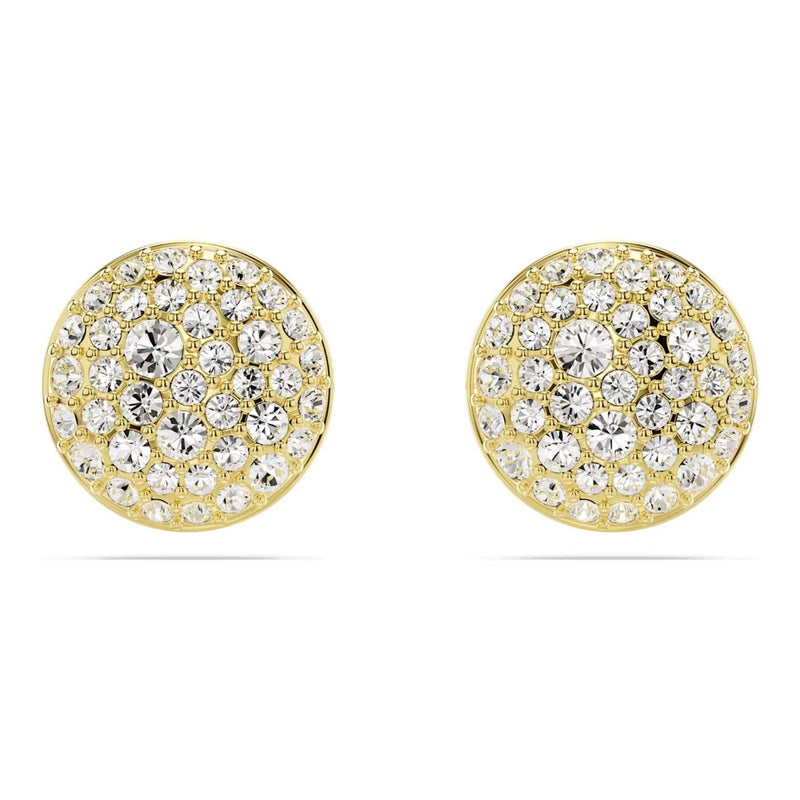 Swarovski Meteora stud earrings, White, Gold-tone plated