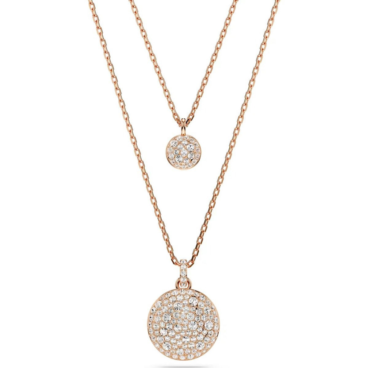 Swarovski Meteora layered pendant, White, Rose gold-tone plated