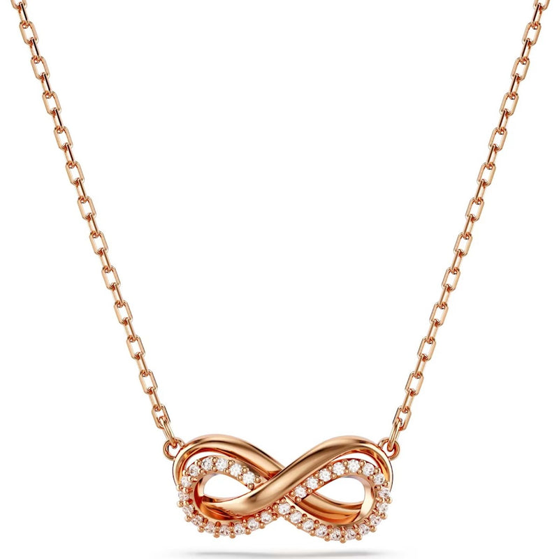 Swarovski Hyperbola pendant, Pave, Infinity, White, Rose gold-tone plated
