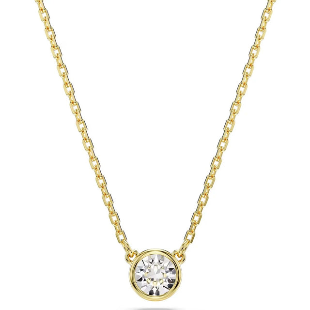 Swarovski Imber pendant, Round cut, White, Gold-tone plated