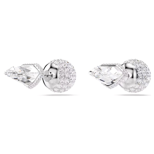 Swarovski Lucent stud earrings, Pavé, Ball, White, Rhodium plated