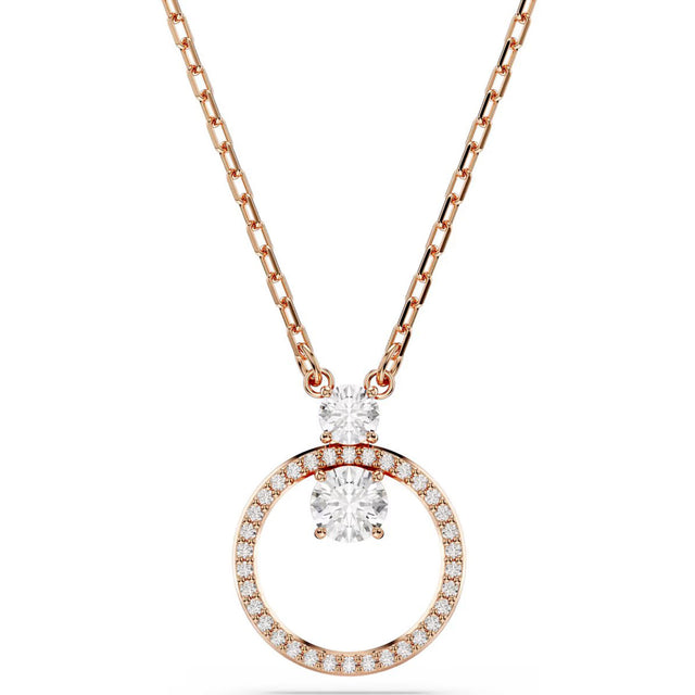 Swarovski Constella pendant, Pave, Round cut, White, Rose gold-tone plated