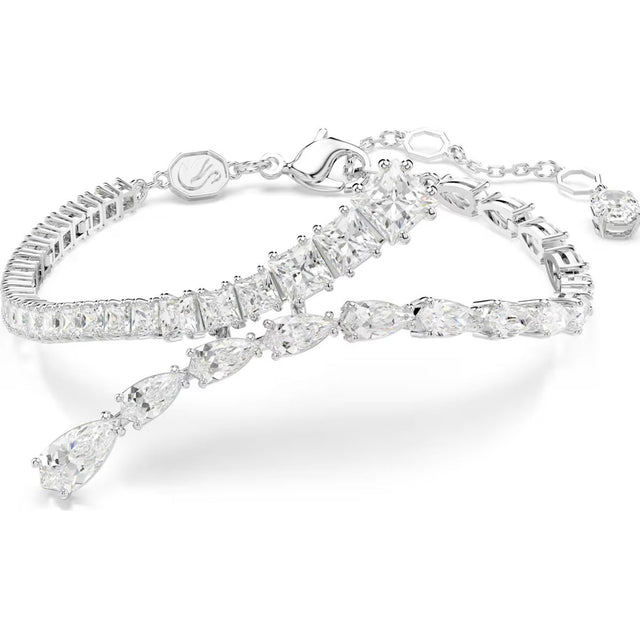 Swarovski Matrix bracelet, Mixed cuts, White, Rhodium plated