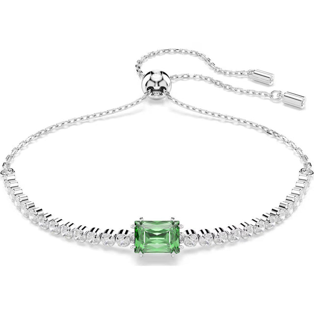 Swarovski Matrix Tennis bracelet, Mixed cuts, Green, Rhodium plated