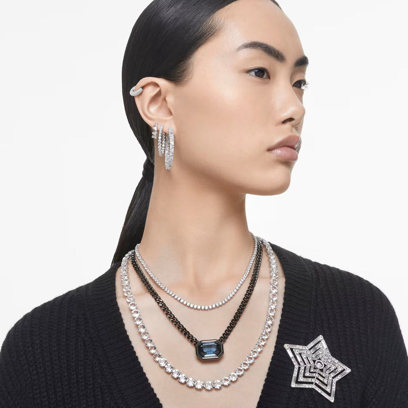 Swarovski Matrix large pendant, Crystal pearl, Round cut, White, Rhodium plated