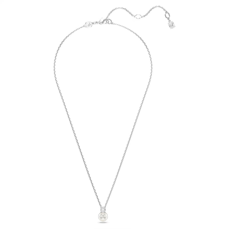 Swarovski Matrix large pendant, Crystal pearl, Round cut, White, Rhodium plated