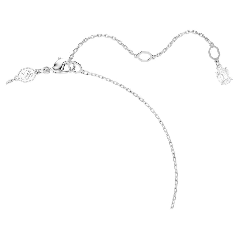 Swarovski Matrix large pendant, Crystal pearl, Round cut, White, Rhodium plated