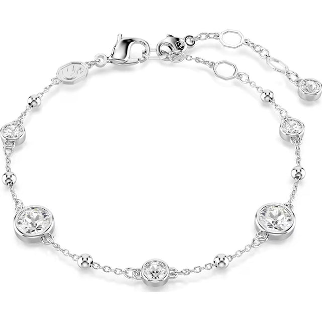 Swarovski Imber bracelet, Round cut, White, Rhodium plated