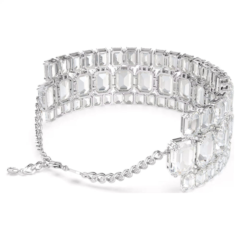 Swarovski Millenia large choker, Octagon cut, White, Rhodium plated