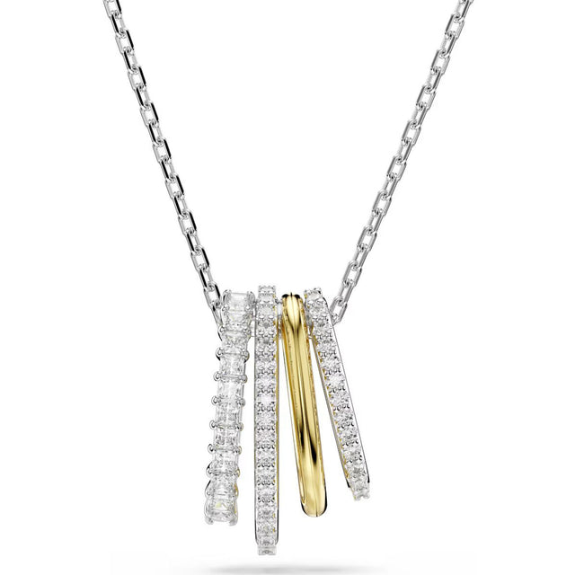 Swarovski Hyperbola pendant, Mixed cuts, White, Mixed metal finish