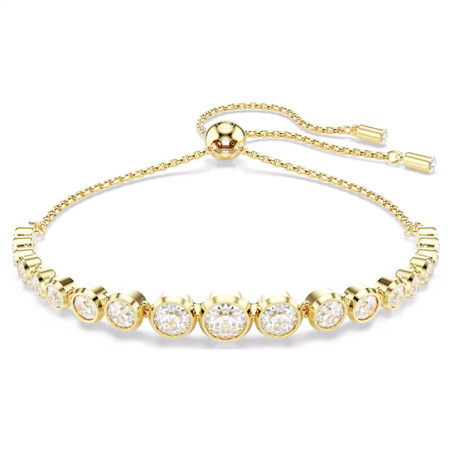 Swarovski Imber Gold Tennis bracelet, Mixed round cuts, White, Gold-tone plated, Medium