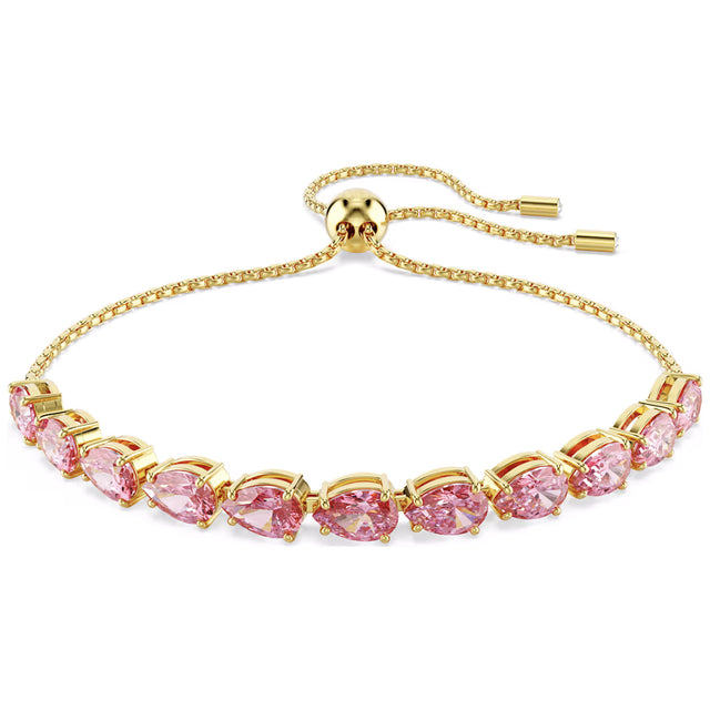 Swarovski Matrix bracelet, Pear cut, Pink, Gold-tone plated, Medium
