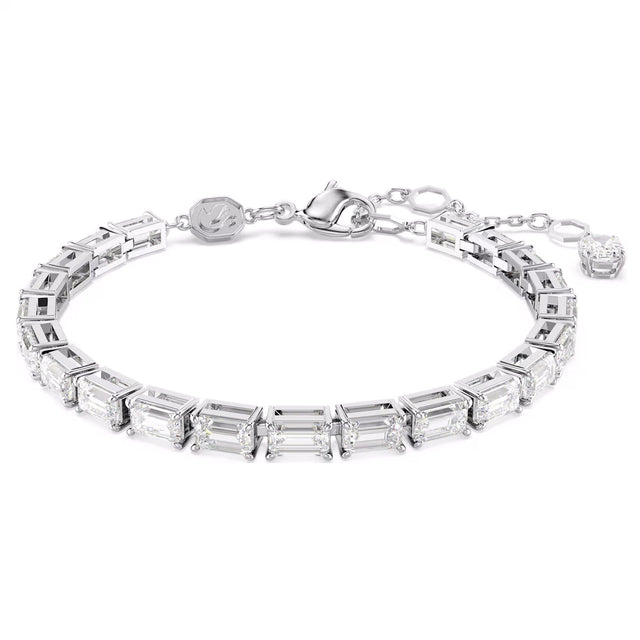 Swarovski Matrix Tennis bracelet, Baguette cut, White, Rhodium plated