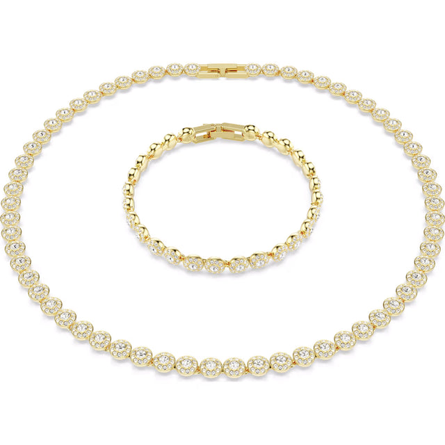 Swarovski Una Angelic set, Round cut, White, Gold-tone plated
