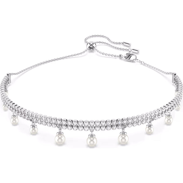 Swarovski x Ariana Grande Capsule Pearl Choker, White, Rhodium Plated
