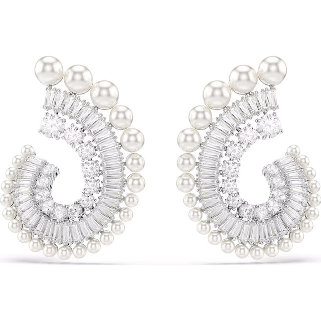 Swarovski x Ariana Grande Capsule Pearl Earrings, White, Rhodium Plated