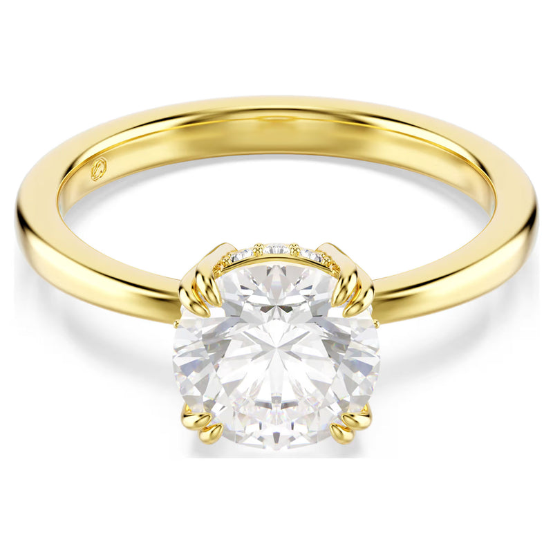 Swarovski Stilla Attract cocktail ring, Round cut, White, Size 52,  Gold-tone plated