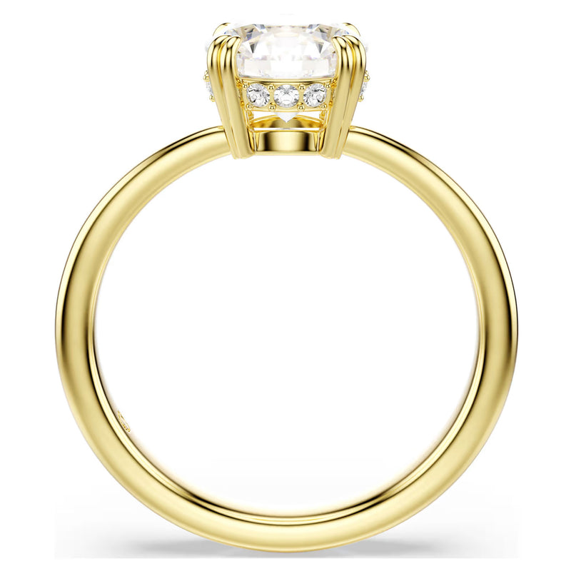 Swarovski Stilla Attract cocktail ring, Round cut, White, Size 52,  Gold-tone plated