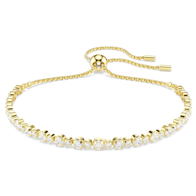 Swarovski Matrix Tennis bracelet, Round Small & Large cut, White, Gold-tone plated