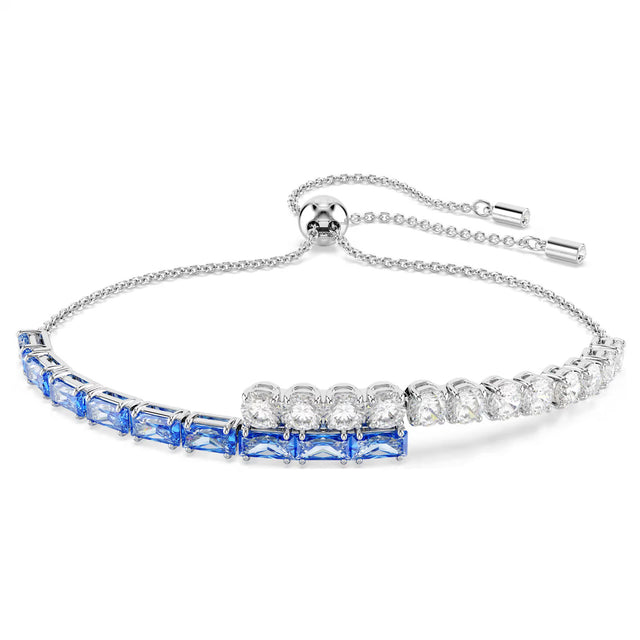 Swarovski Matrix bracelet, Mixed cuts, Blue, Rhodium plated