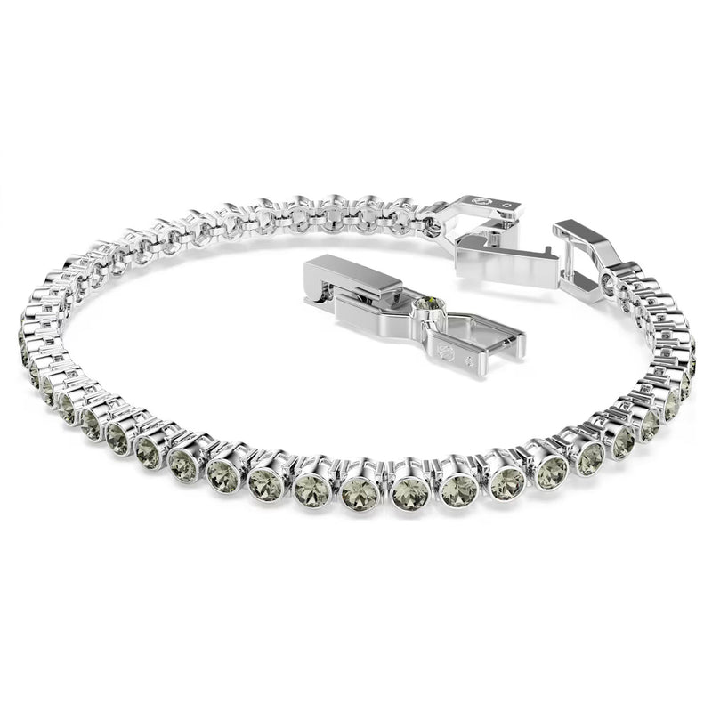 Swarovski Imber Emily Tennis bracelet, Round cut, Black, Rhodium plated