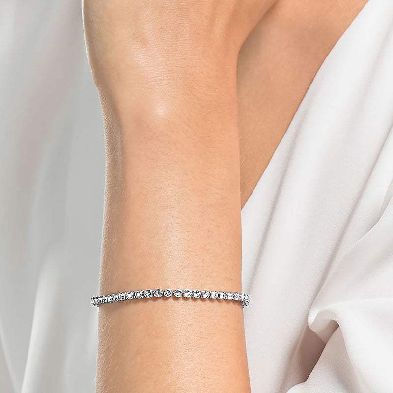 Swarovski Imber Emily Tennis bracelet, Round cut, Black, Rhodium plated