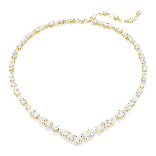 Swarovski Mesmera necklace, Mixed cuts, White, Gold-tone plated