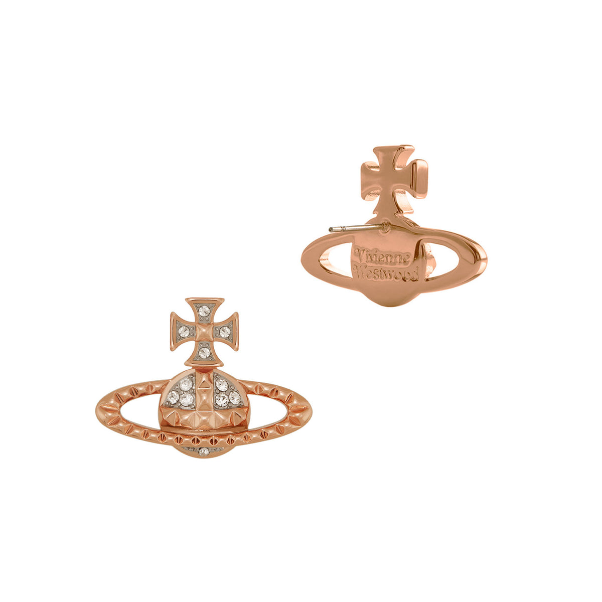 Vivienne Westwood Jewellery Mayfair Bas Relief Earrings Pink Gold Plated David Shuttle Ltd