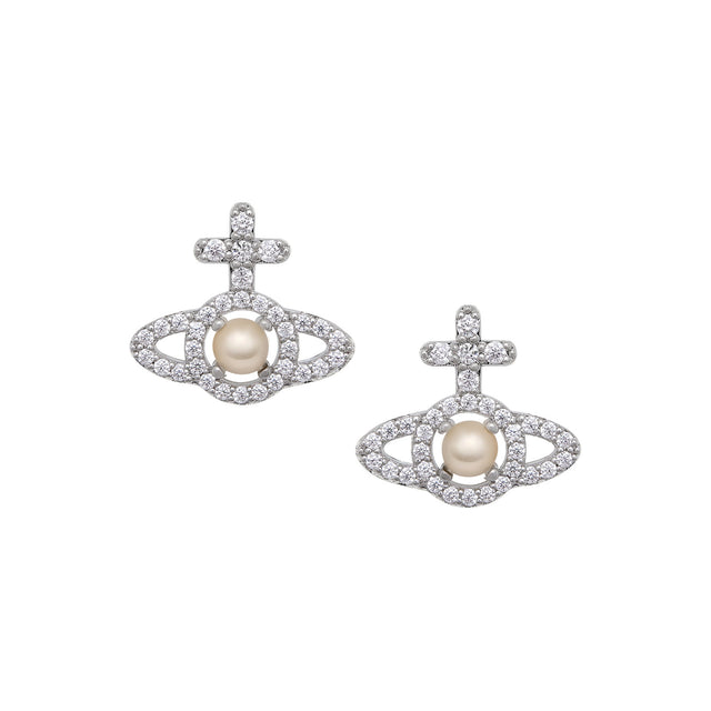Vivienne Westwood Olympia Creamrose Pearl Earrings, Platinum Plated