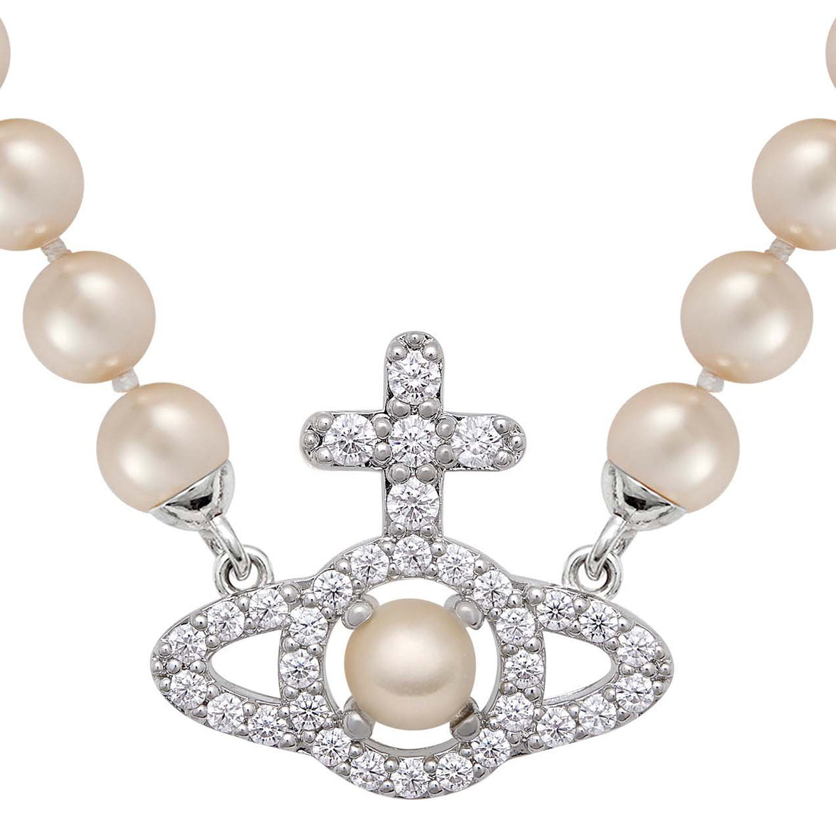 Vivienne Westwood Olympia Creamrose Pearl Necklace, Platinum