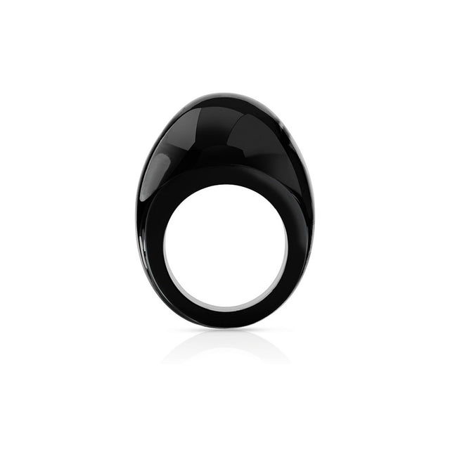 Lalique Cabochon Black Ring, Size 57