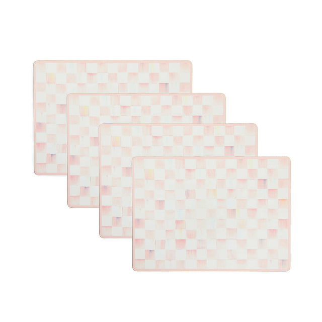 Mackenzie-Childs Rosy Check Cork Back Placemats, Set of 4