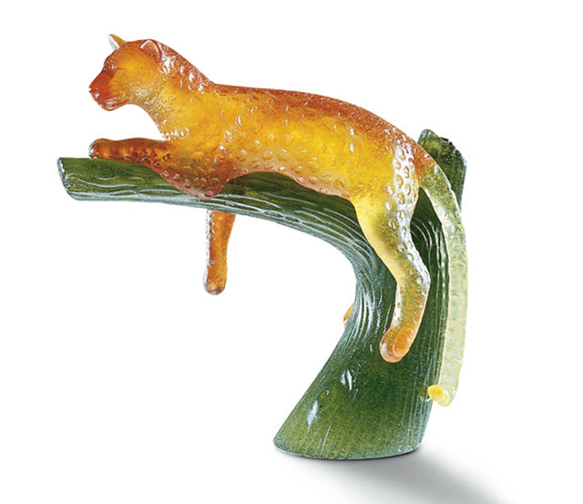 Daum Amber Panther on Green Tree