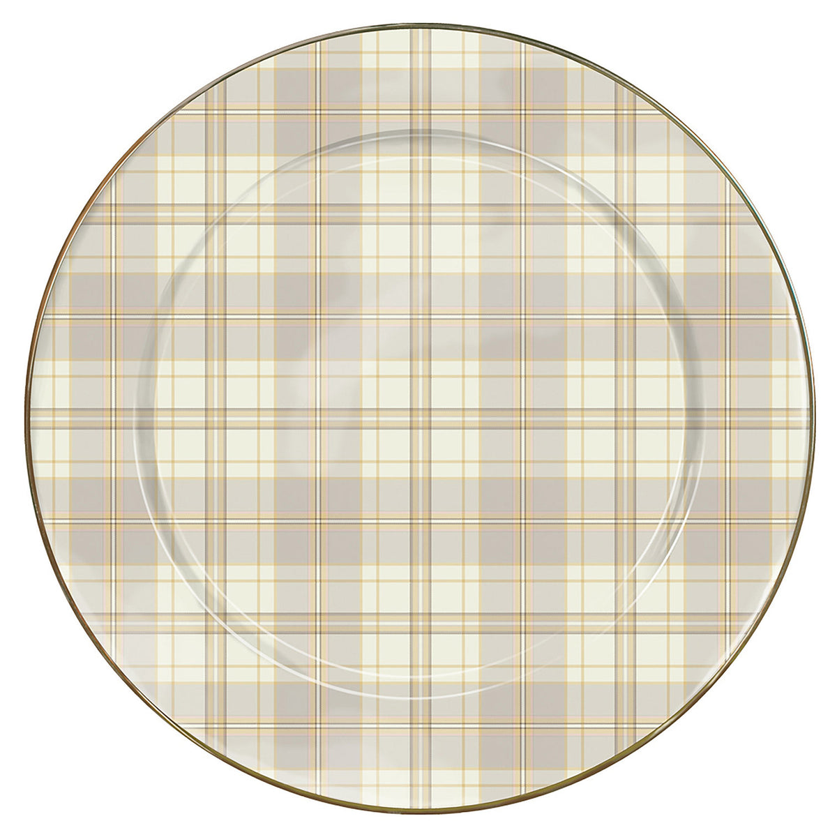 Mocha Check Dinner Plate