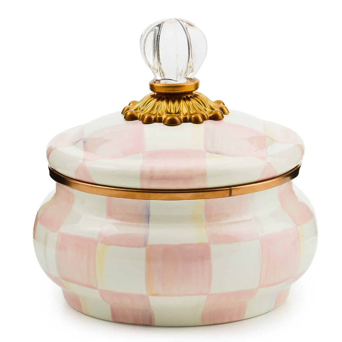 McKenzie-Childs ローズ柄コンポート Mackenzie-Childs Rosy Check Squashed Pot – David Shuttle Ltd