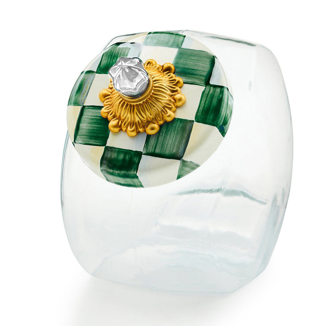 Mackenzie-Childs Emerald Check Cookie Jar