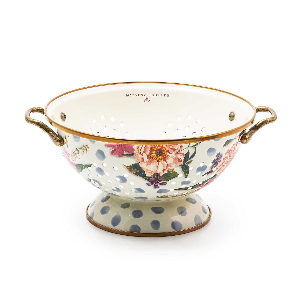 Mackenzie-Childs Wildflowers Enamel Large Colander, Blue – David