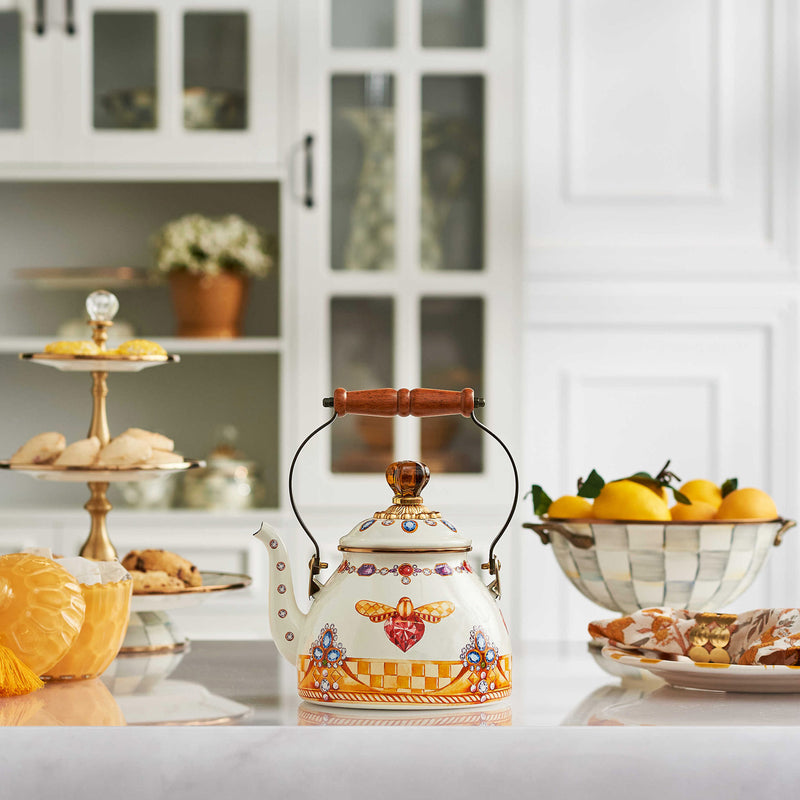 Mackenzie-Childs Queen Bee 2 Quart Tea Kettle