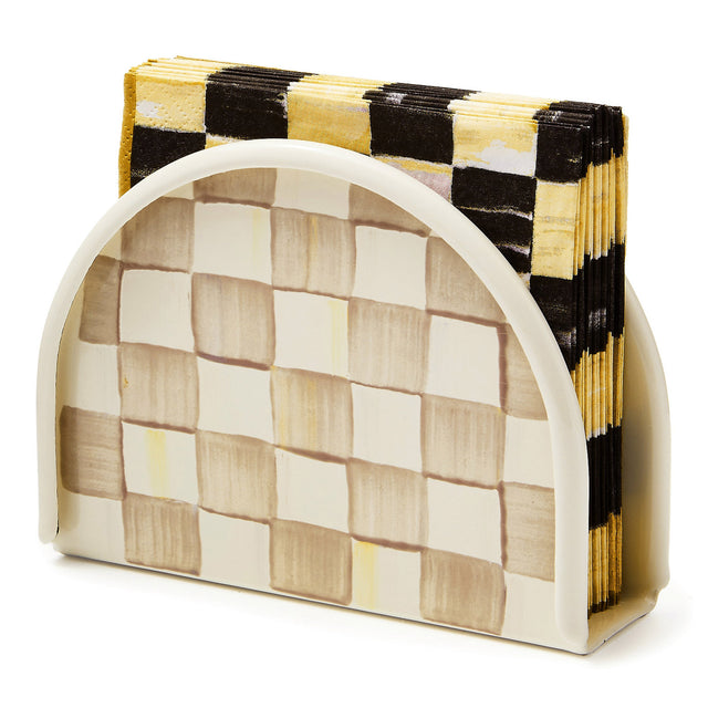 Mackenzie-Childs Mocha Check Napkin Holder