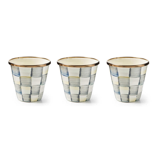 Mackenzie-Childs Sterling Check Herb Pots, Set Of 3