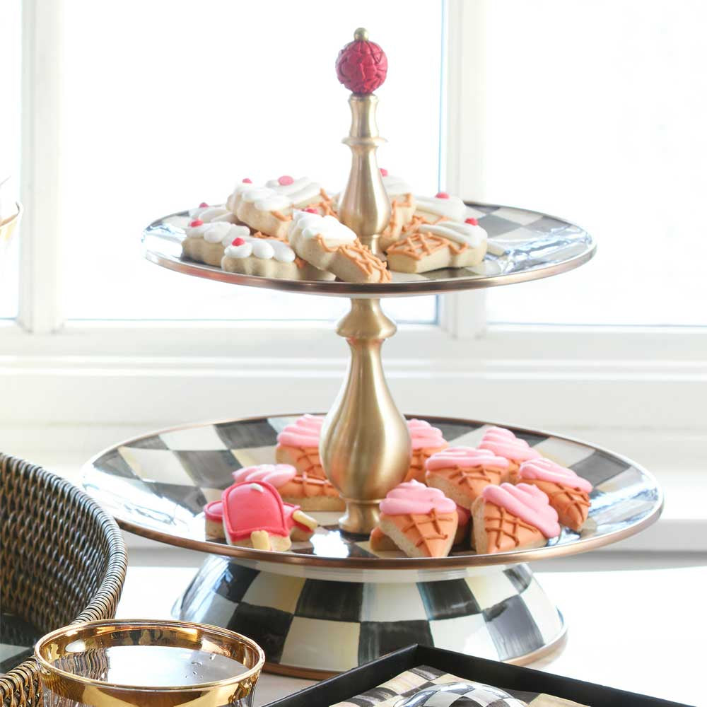 Mackenzie-Childs Courtly Check | Enamel Two Tier Sweet Stand